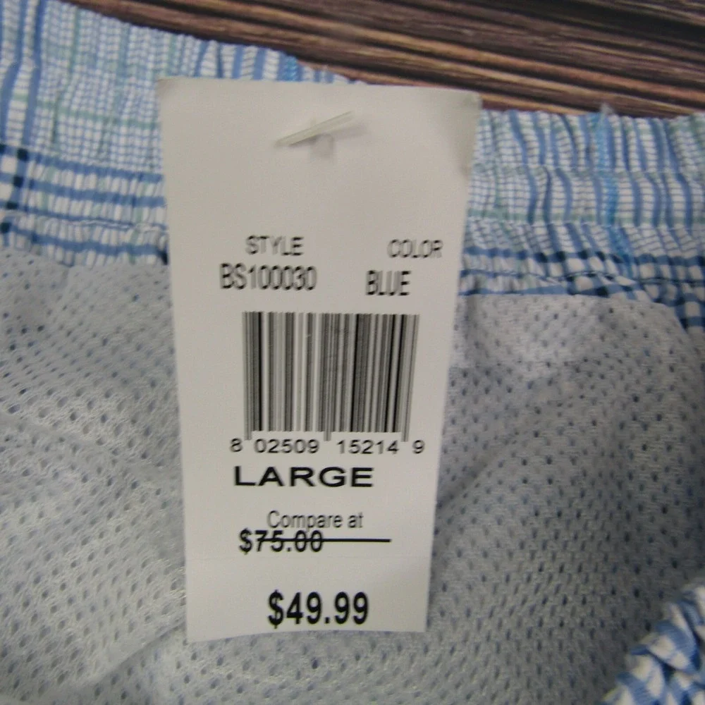 Threads NEW NWT Mens Large Blue Plaid‎ Swim Trunks